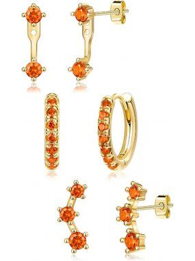 3 Pairs Dainty Small Earrings for Women Trendy, Birthstone Stud Huggie Hoop Jack